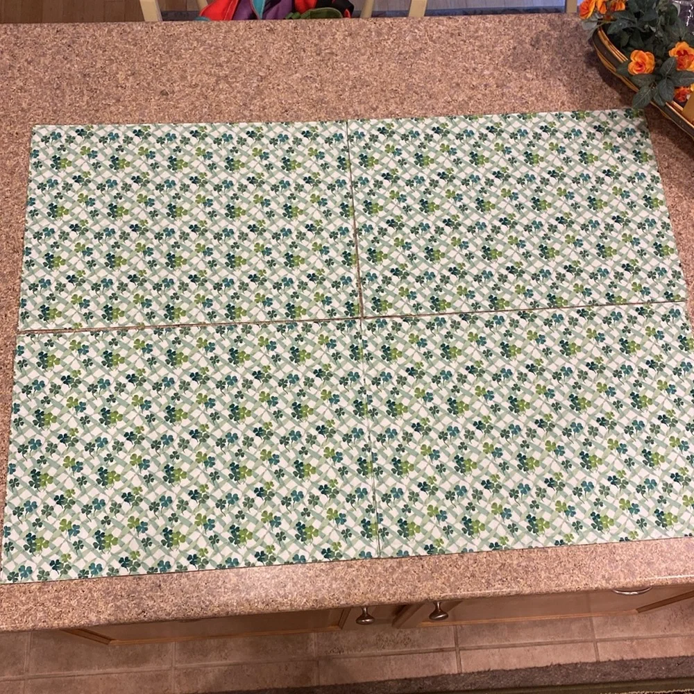 Longaberger 4 Fabric Shamrock Placemats Used Lots of Luck